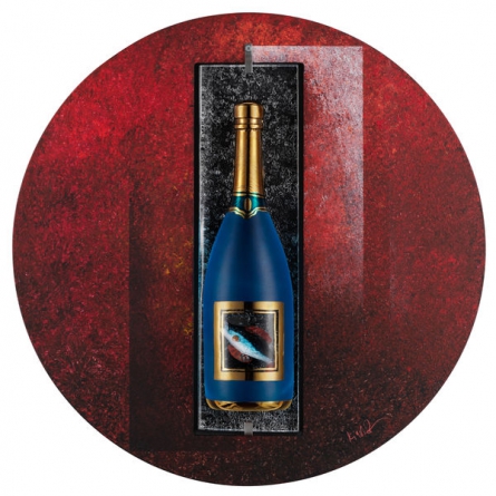 Sparkling blue bottle Wall sculpture
