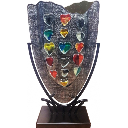 Glass vase Heart mosaic with stand H 37cm