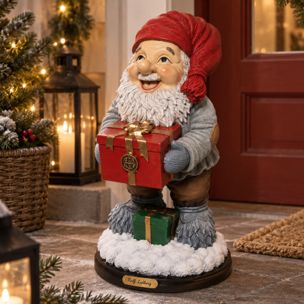 Golvtomte med paket H 41cm - Julfigur