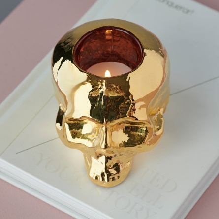 Still Life Skull Votive Gold